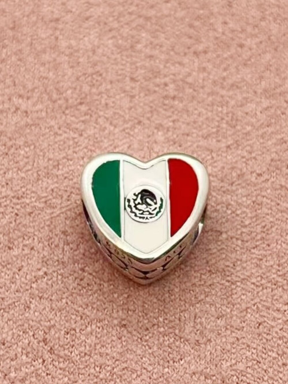 Pandora Mexico Flag Charm Heart Bead Charm Love Mexico S925 Sterling Silver